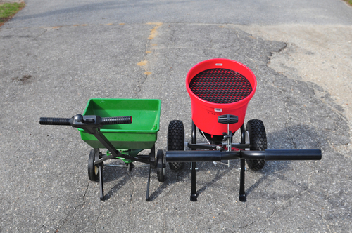 EarthWay 2150 Commercial 50 LB Broadcast Fertilizer Spreader, Heavy-Duty Walk-Behind Push Garden Seeder with Adjustable Drop Rate, Large 13 inch Pneumatic Stud Tires customer photo 1