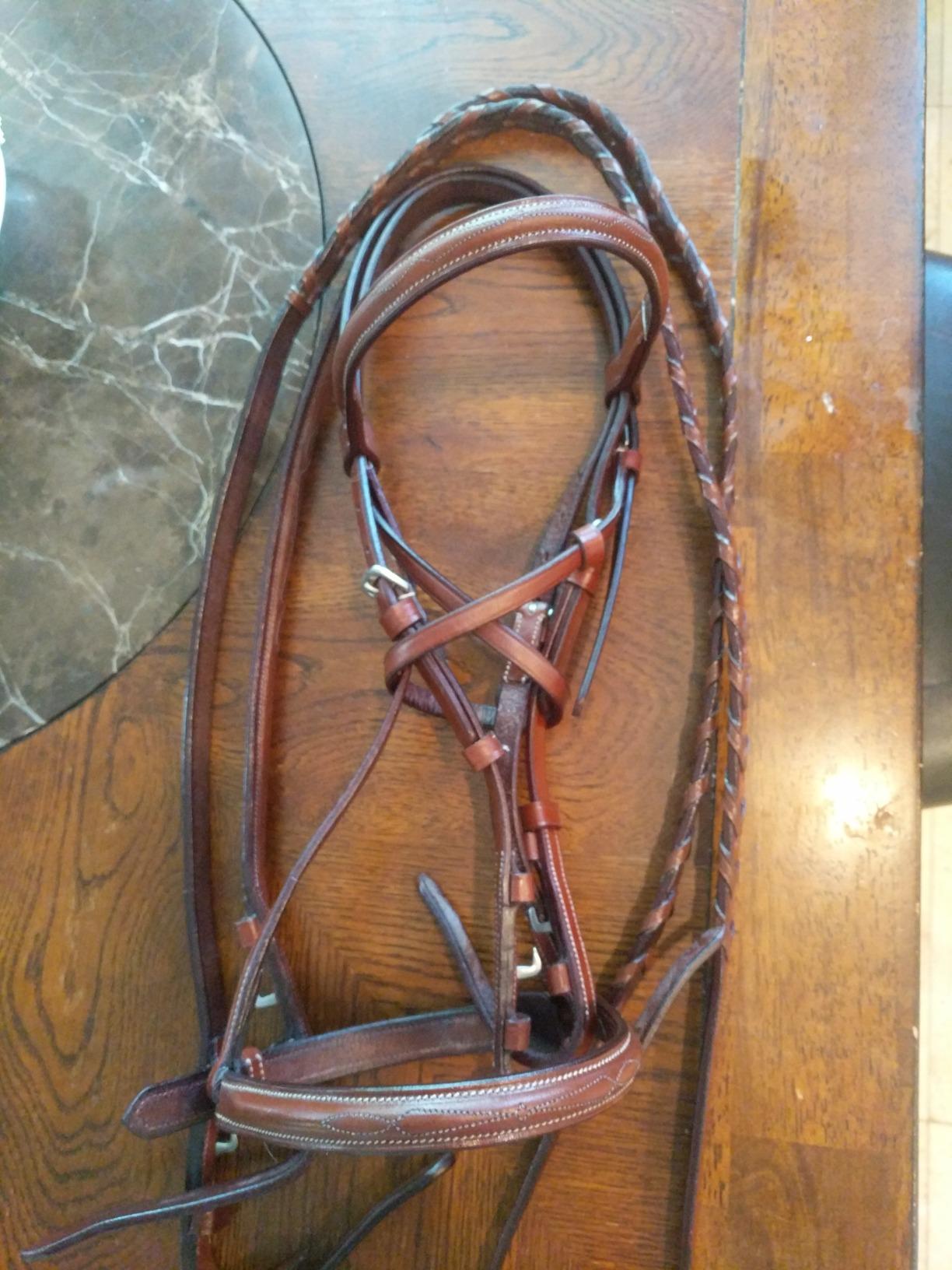 Everyday Raised Fancy Stitched Leather English Schooling Bridle with Laced Reins St. Steel Hardware with 1 Year Warranty. customer photo 1