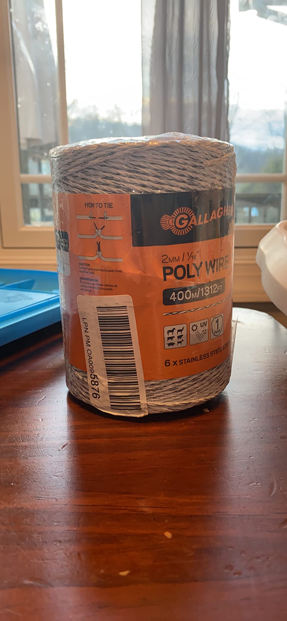 Gallagher Electric Fence Wire - 1,640ft (500m) Polywire for Livestock, Horses & Cattle | 6 Stainless Steel Strands | Poly Wire UV & Rust Resistant | 1/16