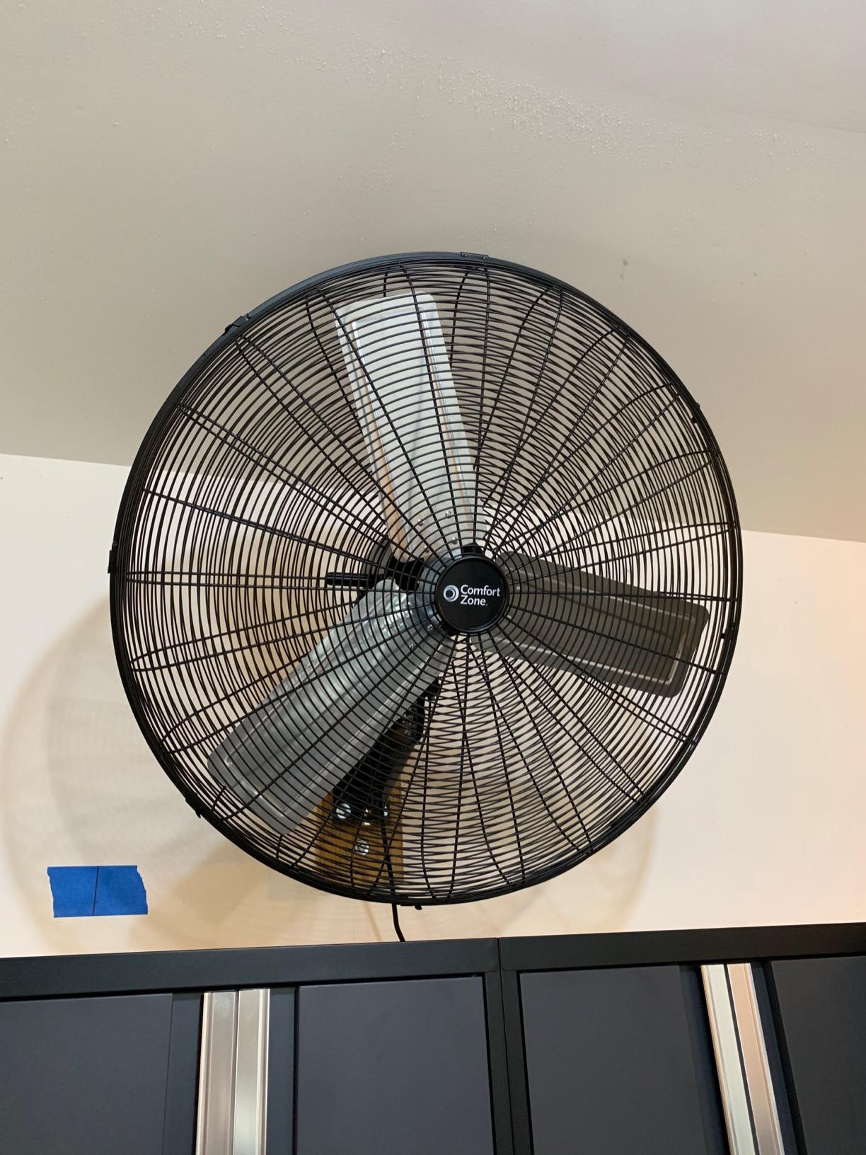 Comfort Zone Oscillating High Velocity Industrial Wall Fan, 30 inch, 2 Speed, All Metal, Adjustable Angle & Tilt, Steel Mounting Bracket, Aluminum Blades, Ideal for Garage or Workshop, CZHVW30EX customer photo 2