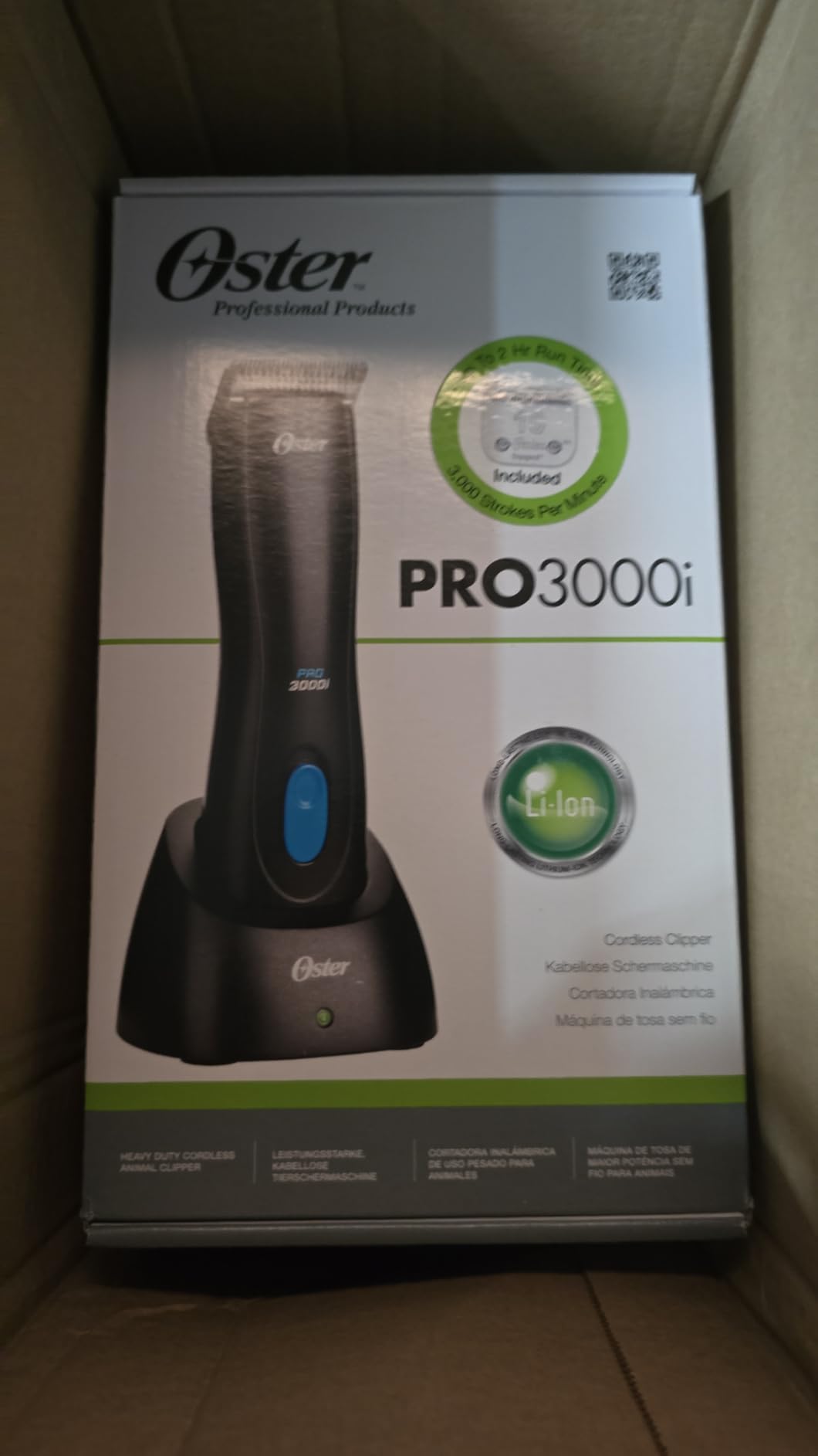 Oster Professional Cordless 3000i Dog & Animal Clippers - Pet, Livestock & Dog Grooming Clippers - Ergonomic, Heavy Duty Design - Includes Size 10 CryogenX Blade, Battery & Charging Stand customer photo 1