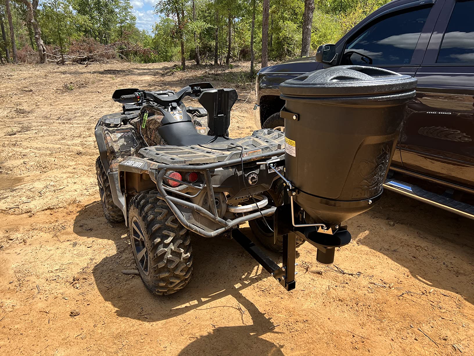 Buyers Products UTVS16 UTV/ATV Broadcast Spreader, 150 lb Capacity, Receiver Hitch Mount, for Salt, Grass, Seed, Fertilizer & Feed, Adjustable Flow Gate, 12V Motor, Poly Hopper w/ Lid customer photo 2