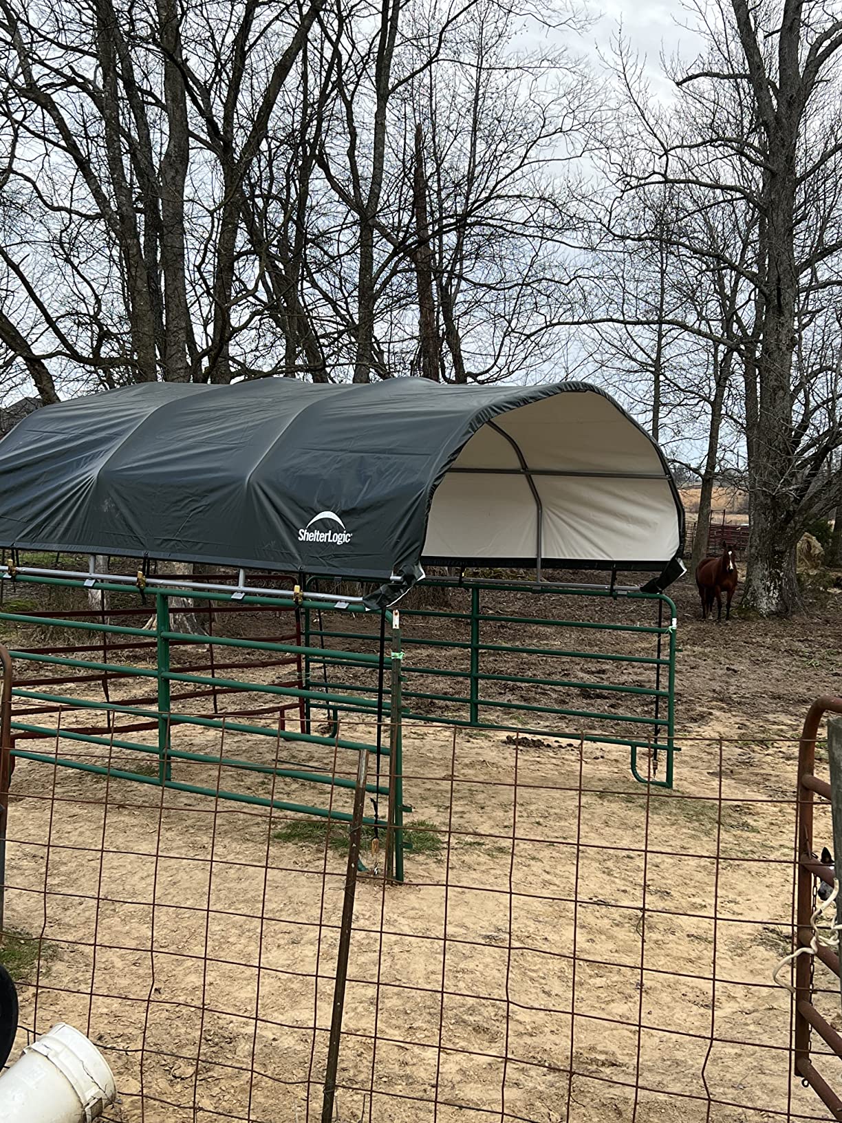 ShelterLogic 12' x 12' Corral Shelter and Livestock Shade Waterproof and UV Treated Universal Cover for Horses, Goats, and Other Livestock (Corral Panels Not Included) customer photo 2
