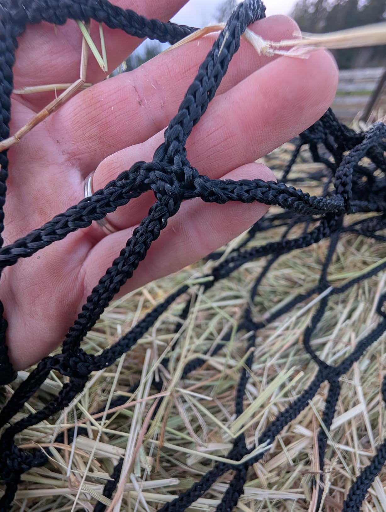 KNOTLESS Heavy Duty 5mm Thick Round Bale Slow Feed Hay Net 6x6 (Hole_Size_2.5 inches) customer photo 2