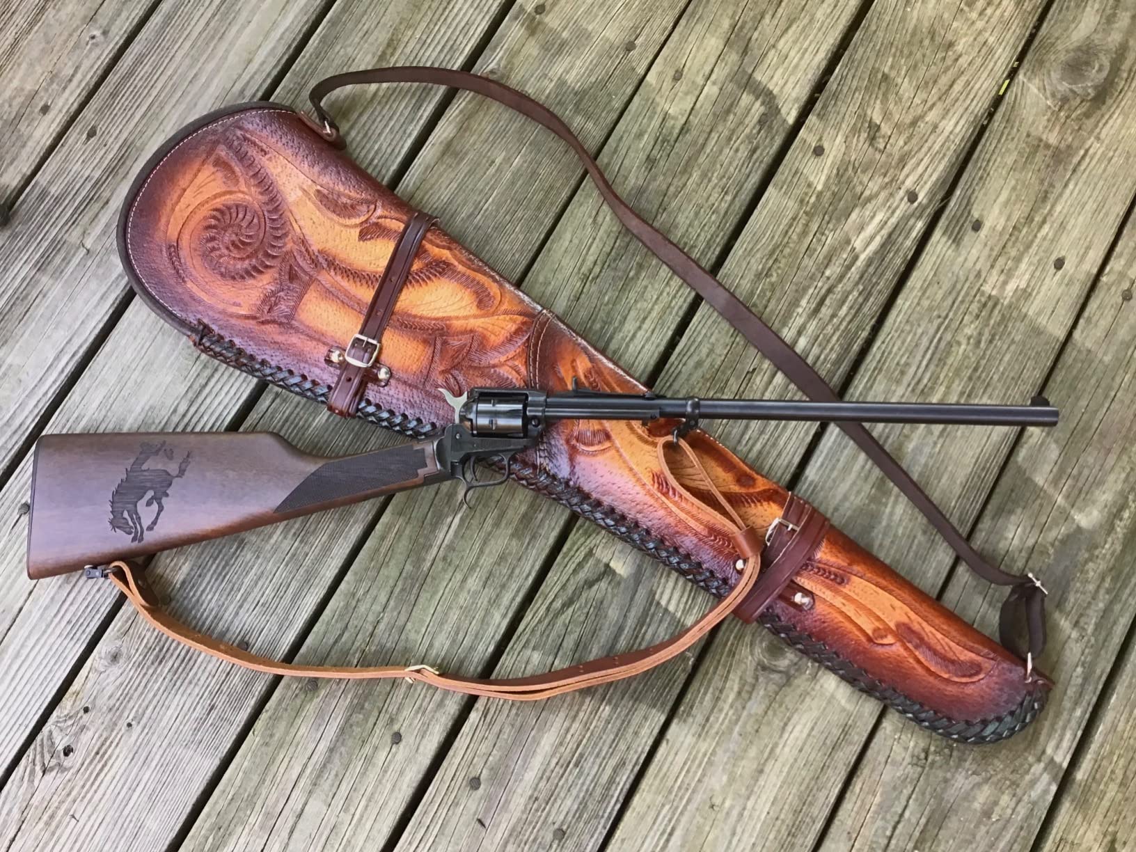 Historical Emporium Western Rifle Shotgun Scabbard Lined Tooled Leather customer photo 2