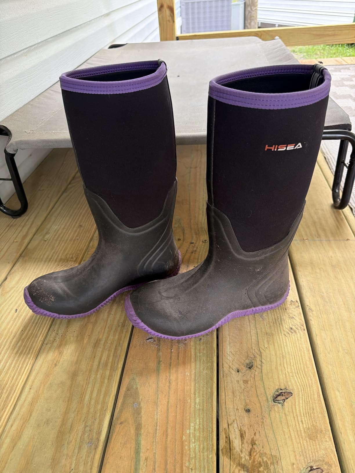 HISEA Women's Rain Boots, Knee High Rubber Boots Waterproof Insulated Neoprene Mud Boots, Anti-Slip Outdoor Work Boots for Hunting Gardening Farming Yard Working, Size 6-11 customer photo 2