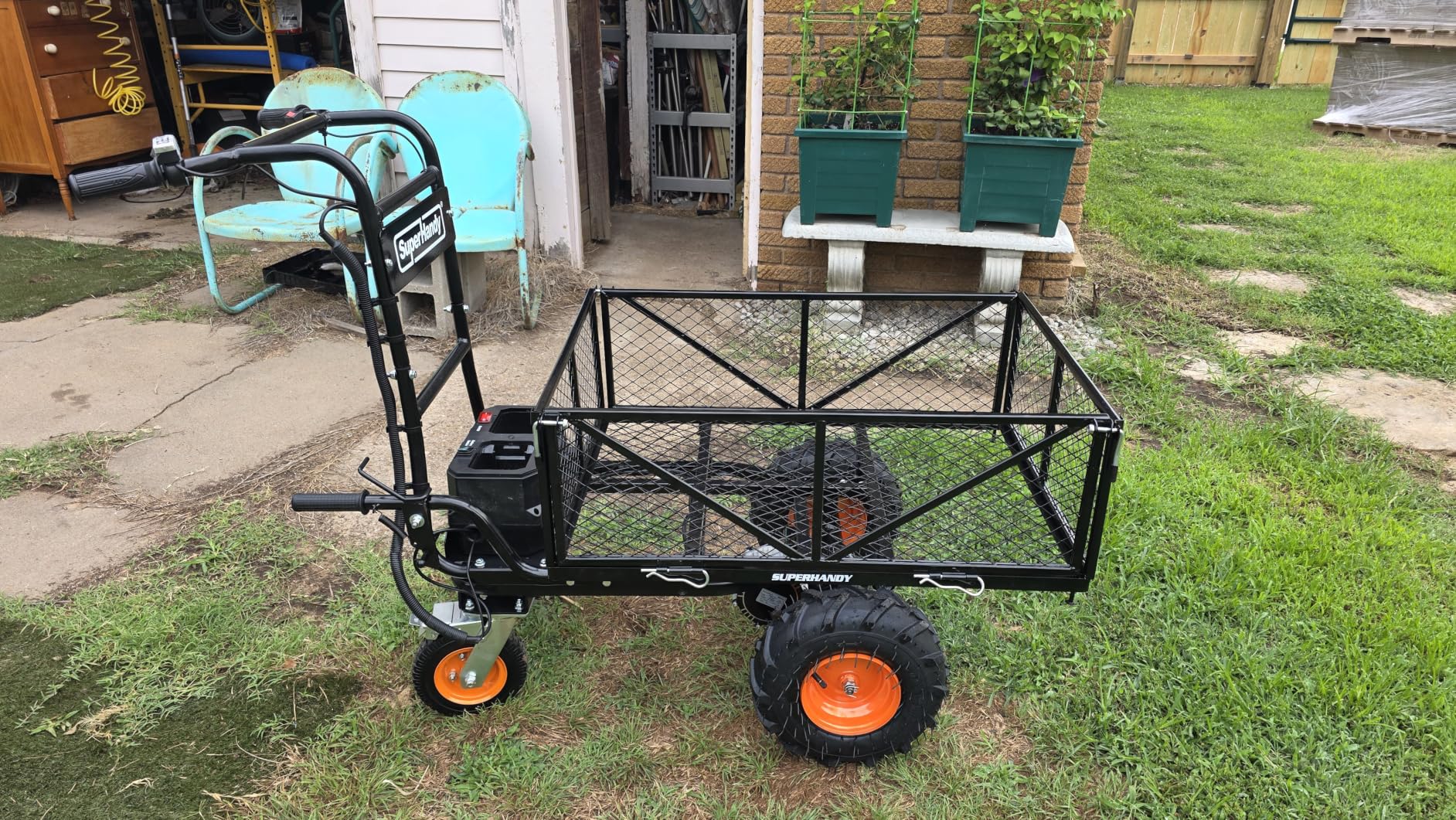 SuperHandy Utility Service Cart Power Wagon Wheelbarrow Electric 48V DC Li-Ion Powered 660Lbs Load and 1000Lbs+ Hauling Capacity Farm and Garden All Purpose Modular Cargo Bed customer photo 2