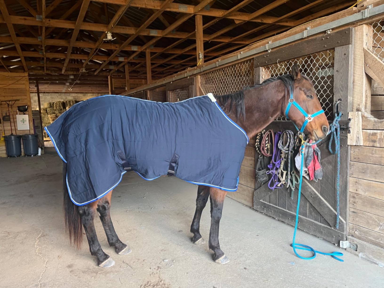 Horze Glasgow Anti-Slip Stable Horse Blanket (100g Fill) - Dark Blue - 78 in customer photo 1