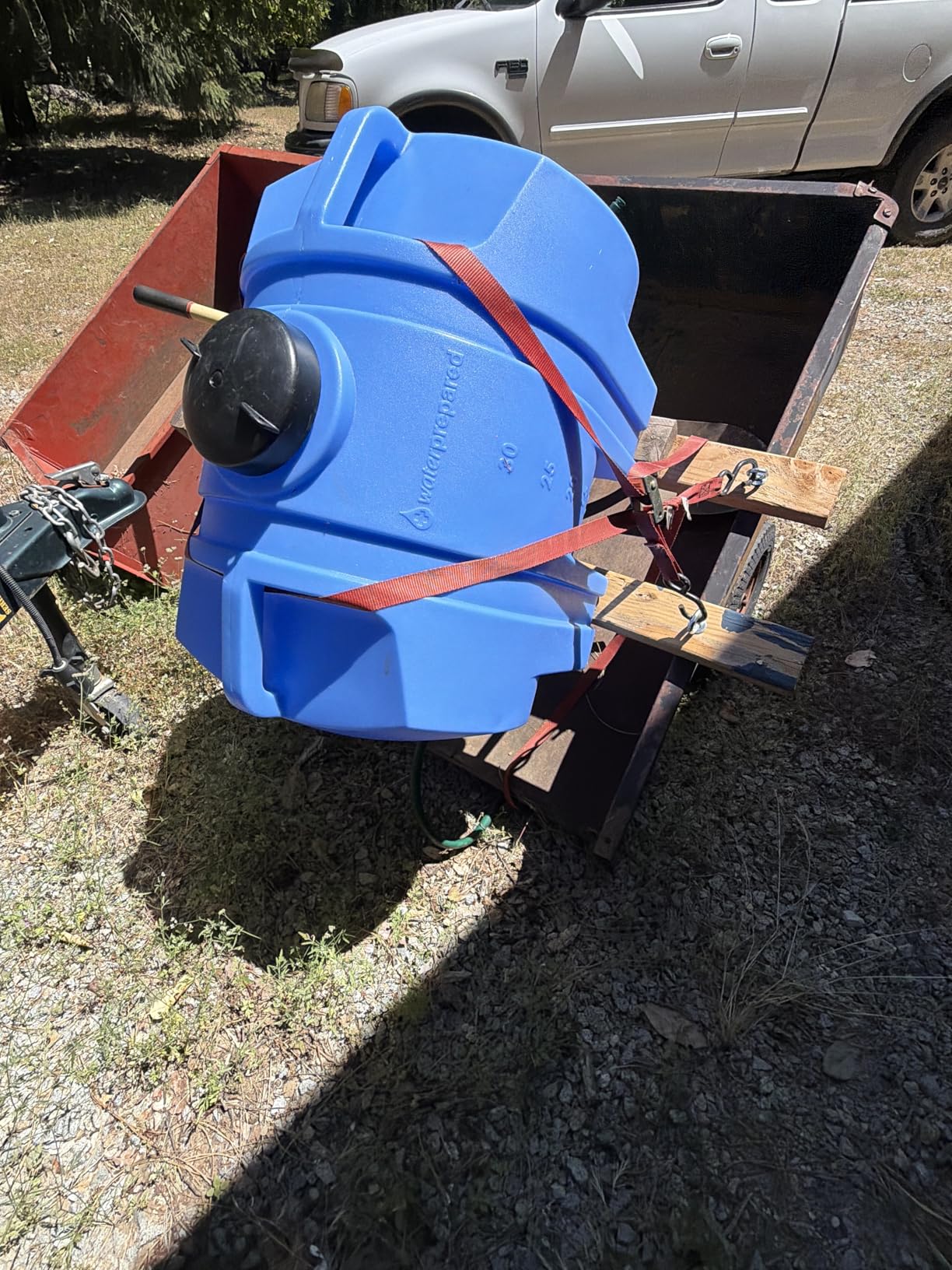 WaterPrepared 35 Gallon Portable Utility Water Tank, Blue | Drinking Water Container w/ Dispenser Spigot, Handles, & ATV Strapping Points customer photo 2