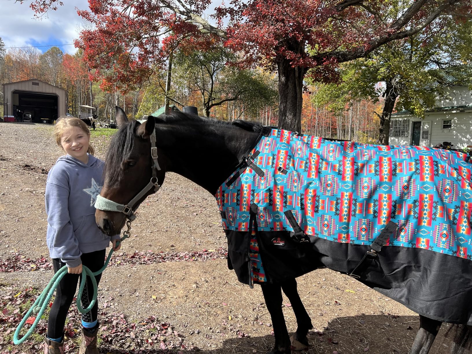 HILASON 1200D Turnout Light Winter Waterproof Rain Sheet Horse Black | Sheets for Horses customer photo 1