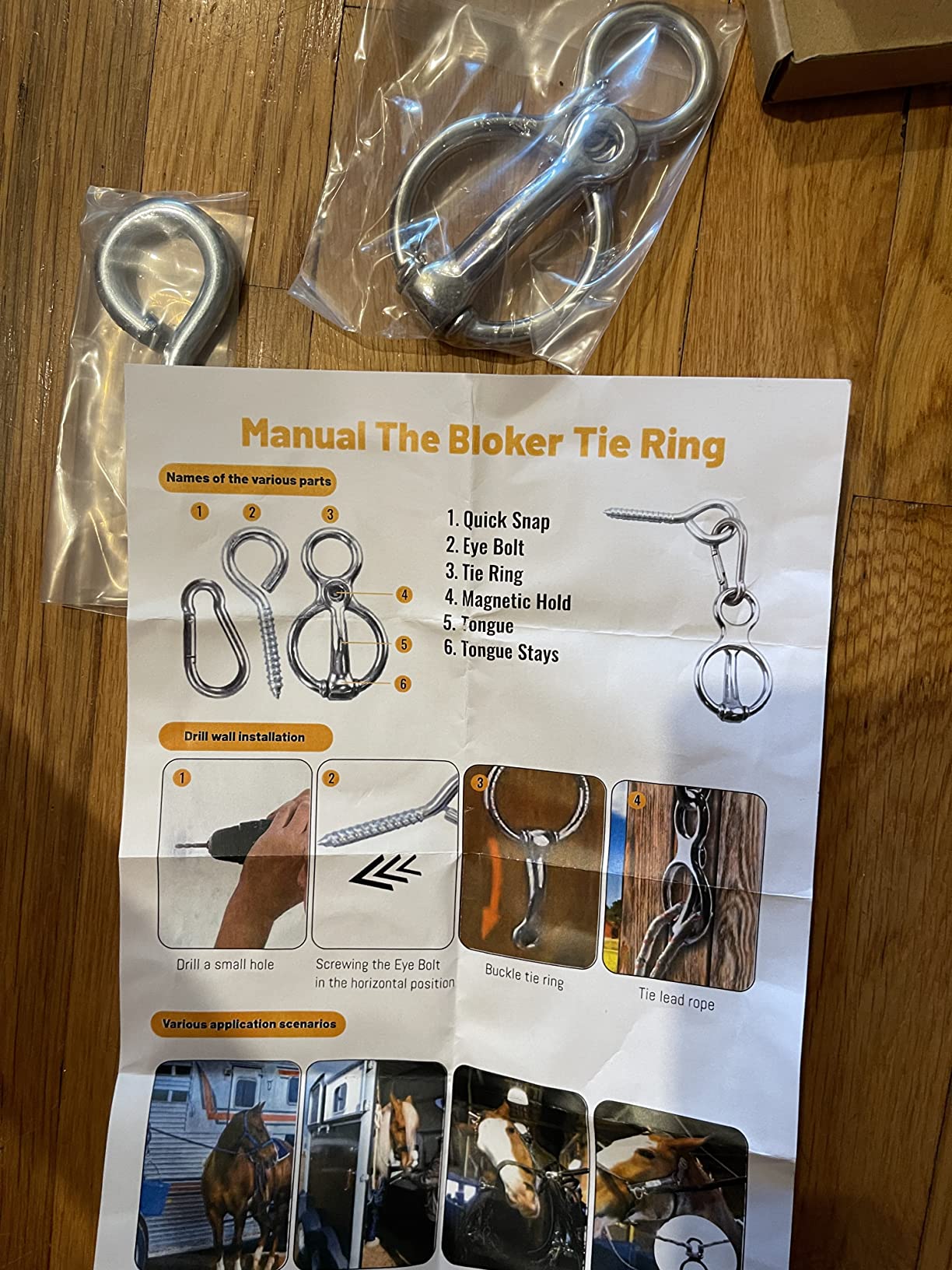 Debialo Horse Tie Ring, Horse tack and Supplies, Safe Horse Accessories,Horse Training Equipment with Eye Bolt,Quick snap,Humane Way Tie Ring,Prevent Horses from Pulling Back,Durable Steel customer photo 2