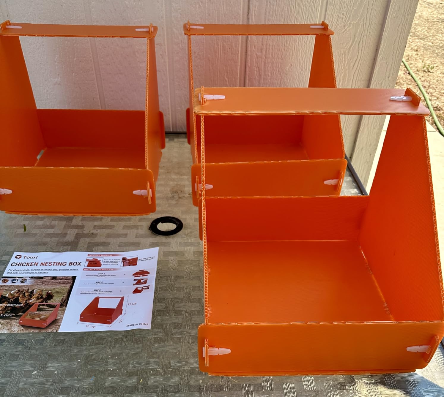 Touri 3 Pack Durable Chicken Nesting Boxes | for Laying Eggs for Hens Ducks and Poultry, Orange customer photo 2