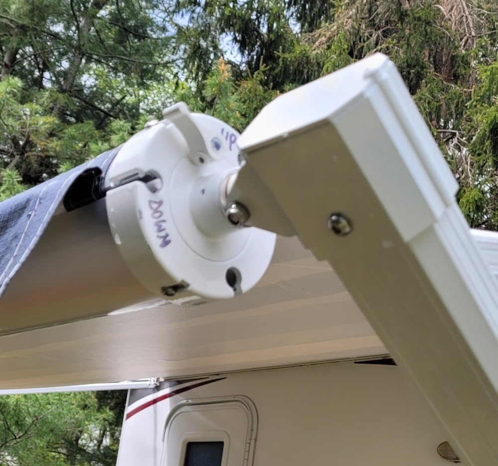 YESCAMP Manual RV Awning Complete Kit Retractable Camper Awning for RV or Trailers RV Roll Out Awning for Camper or 5th Wheel, Travel Trailers, Toy Haulers, Motorhome (10Ft, White Frame, Grey Fade) customer photo 1