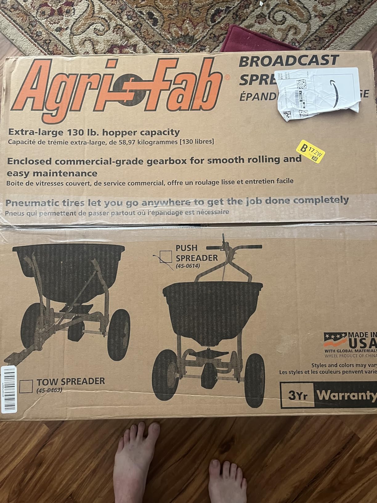 Agri-Fab 45-0614 130 lb. Push Lawn & Garden Broadcast Spreader for Seed, Fertilizer, Salt, Ice Melt; Walk Behind with Easy to use Flow Control Lever customer photo 2