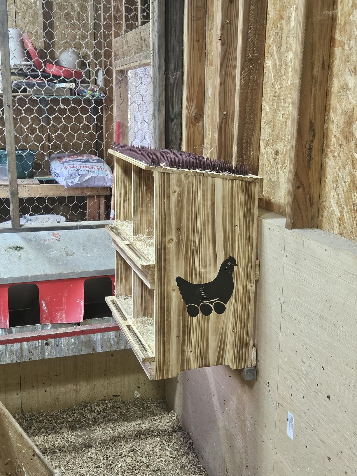 Nesting Boxes for Chickens - Wooden Chicken Nesting Box for Poultry Heavy Duty 4 Compartments Laying Eggs Nest Box Wall Mount for Chickens, Hens, Ducks customer photo 1