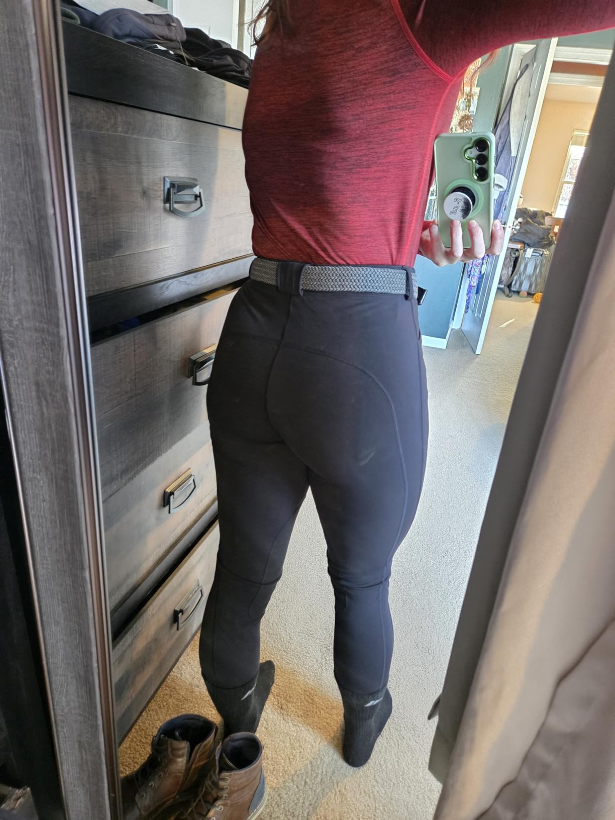 Women Fleece Lined Horse Equestrian Riding Pants Breeches Winter Ladies Knee Patch Riding Horseback Pant with Pockets customer photo 1
