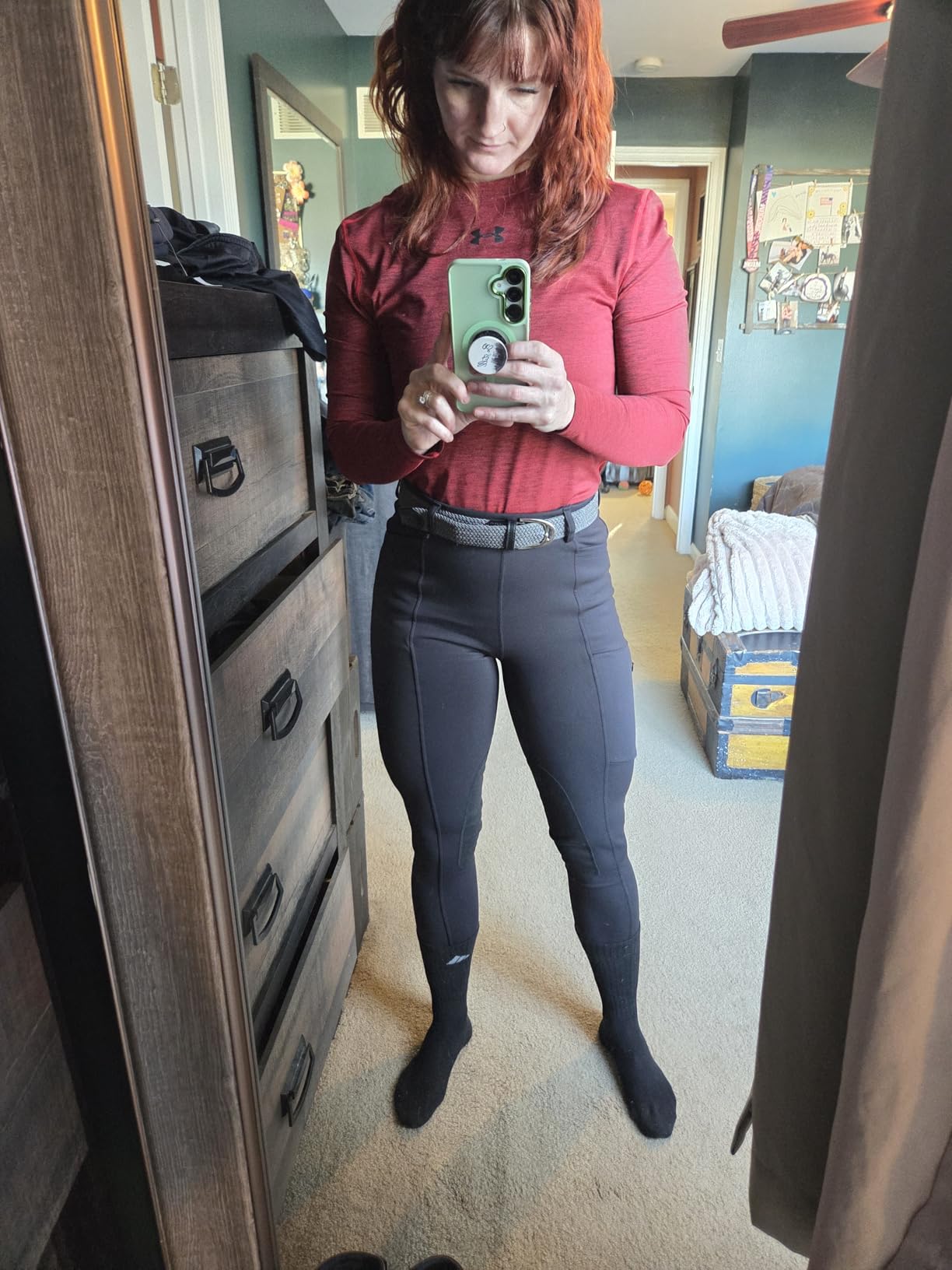 Women Fleece Lined Horse Equestrian Riding Pants Breeches Winter Ladies Knee Patch Riding Horseback Pant with Pockets customer photo 2