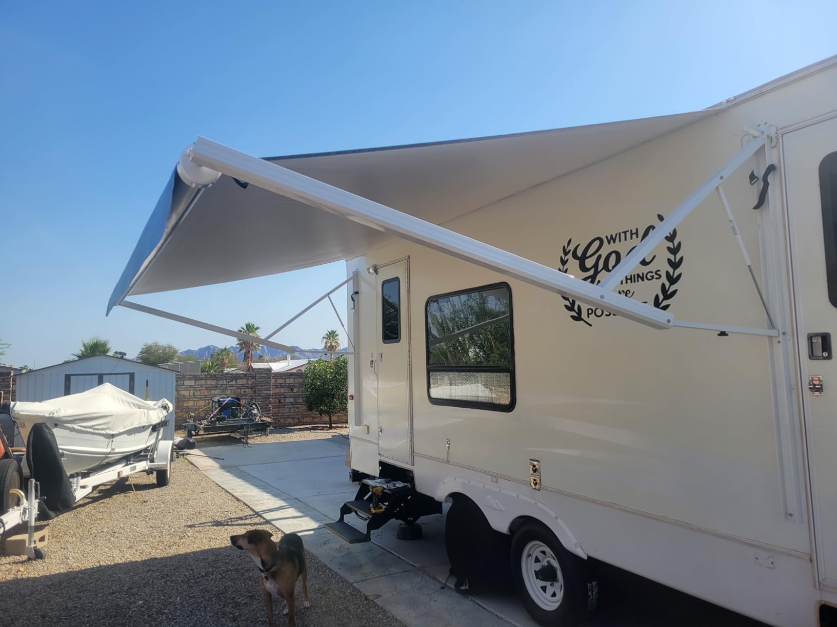 Suncode RV Awning for RV&Camper-Motorized RV Awning, Electric Camper Awning Complete Kit-16x8Ft-White Frame & Silver Fade customer photo 2