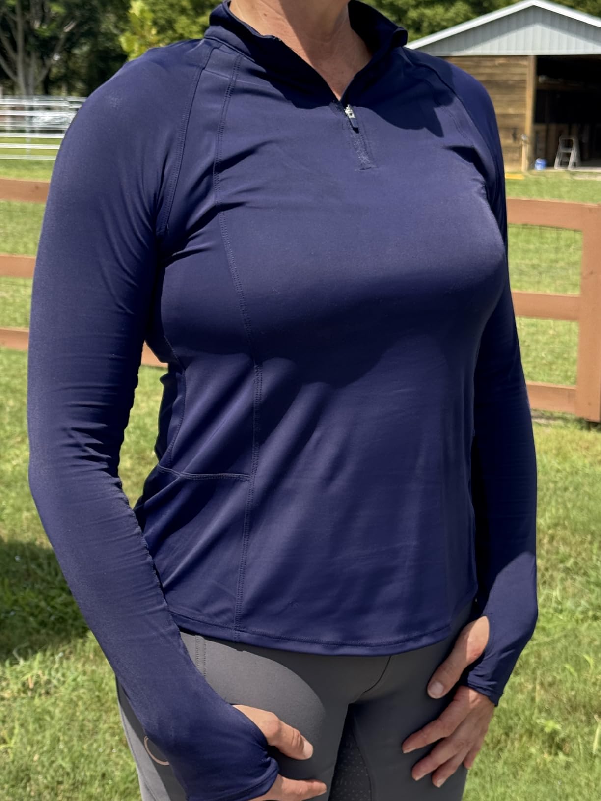 Harrison Howard Women's Long Sleeve Riding Top with Half Mesh Arms, UPF 50+ Quick-Dry Summer Shirt with Stylish Neckline customer photo 1