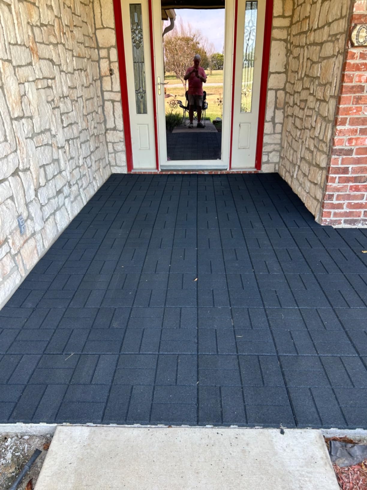 Playsafer Brick Rubber Interlocking Tiles | 16 X 16 | Easy Install for Indoor and Outdoor Use (Brown, 20 Tiles) customer photo 2