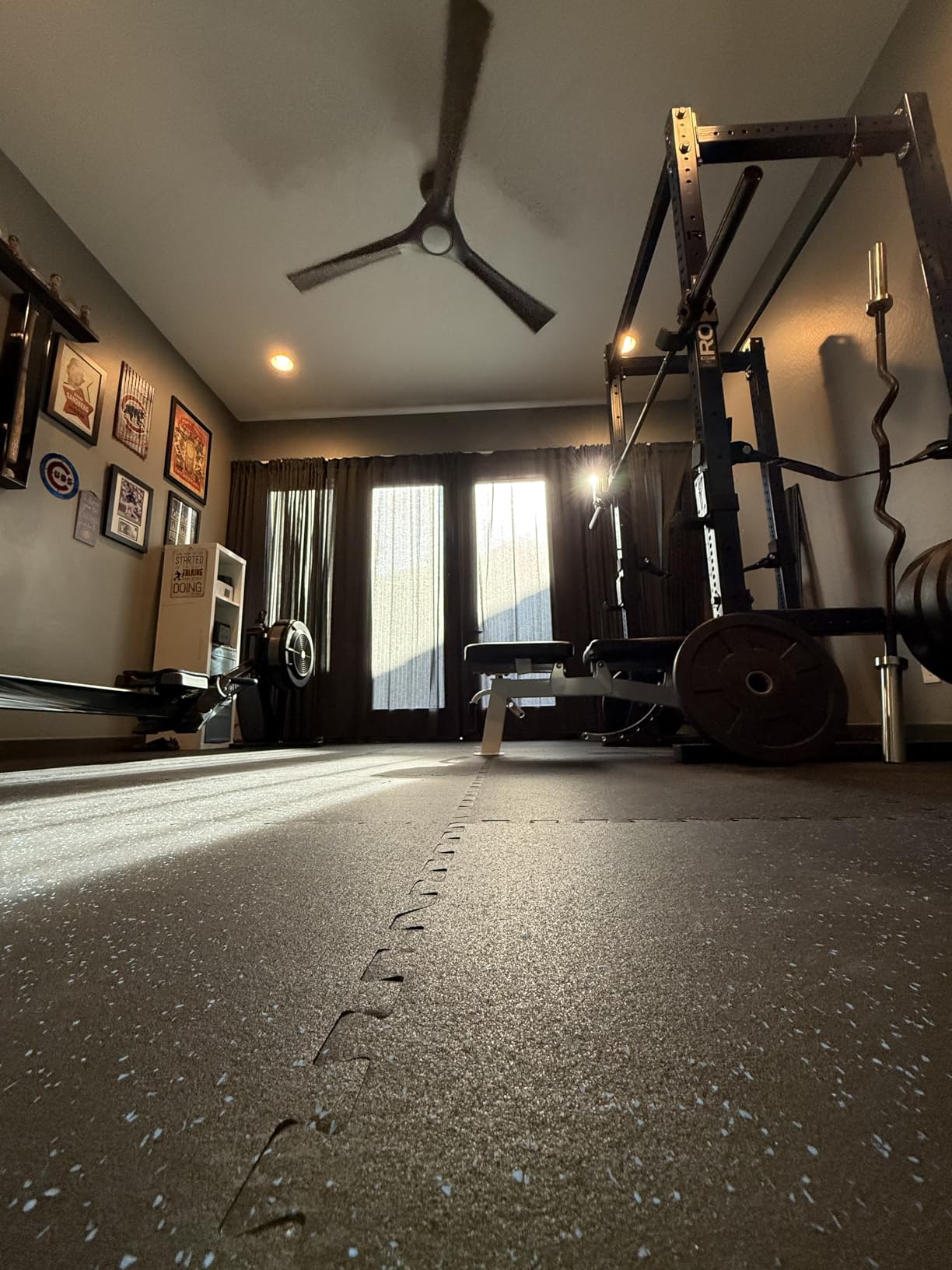AIRHOP 0.79'' Extra-Thick 24 Sq Ft Rubber Top Gym Flooring for Home Gym | 6 Tiles, High Density EVA Foam, Waterproof & Non-Slip Rubber, Interlocking Puzzle Mats, Heavy Duty Floor Protection, 24