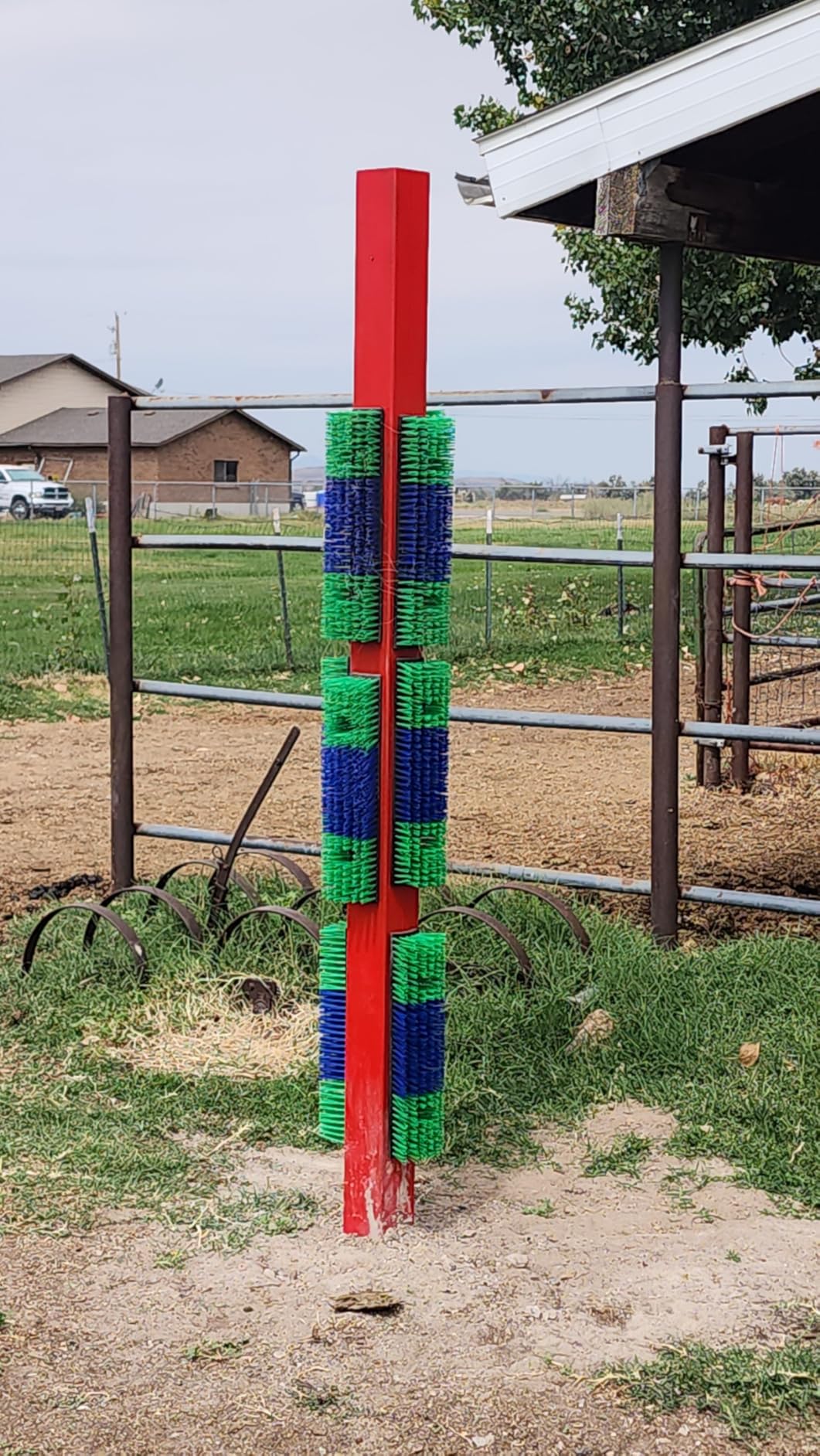 Extra Large Size Livestock Scratching Brush, Upgraded Horse/Goat/Cow/Cattle Scratcher Brush for Grooming, Itch Relief Brushes Kit with Two Sets of Mounting Screws (1-Pack, Green) customer photo 1