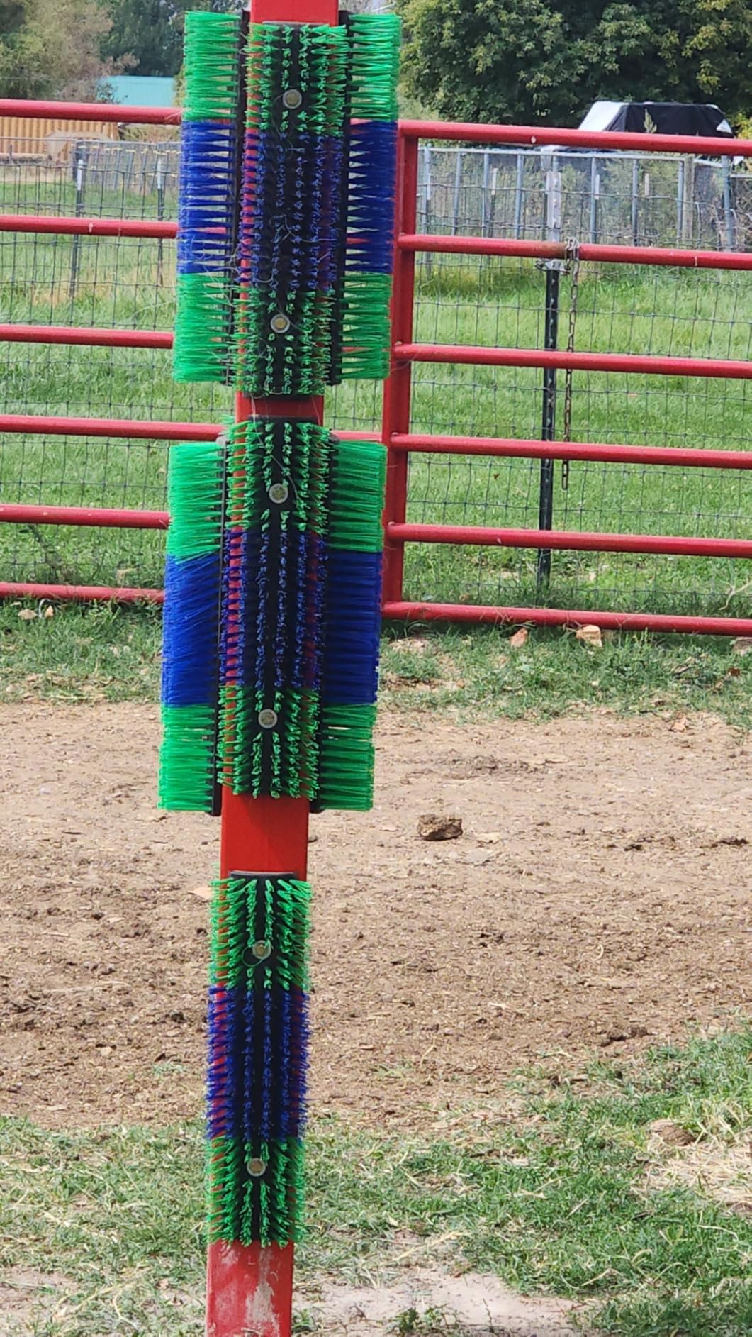 Extra Large Size Livestock Scratching Brush, Upgraded Horse/Goat/Cow/Cattle Scratcher Brush for Grooming, Itch Relief Brushes Kit with Two Sets of Mounting Screws (1-Pack, Green) customer photo 2