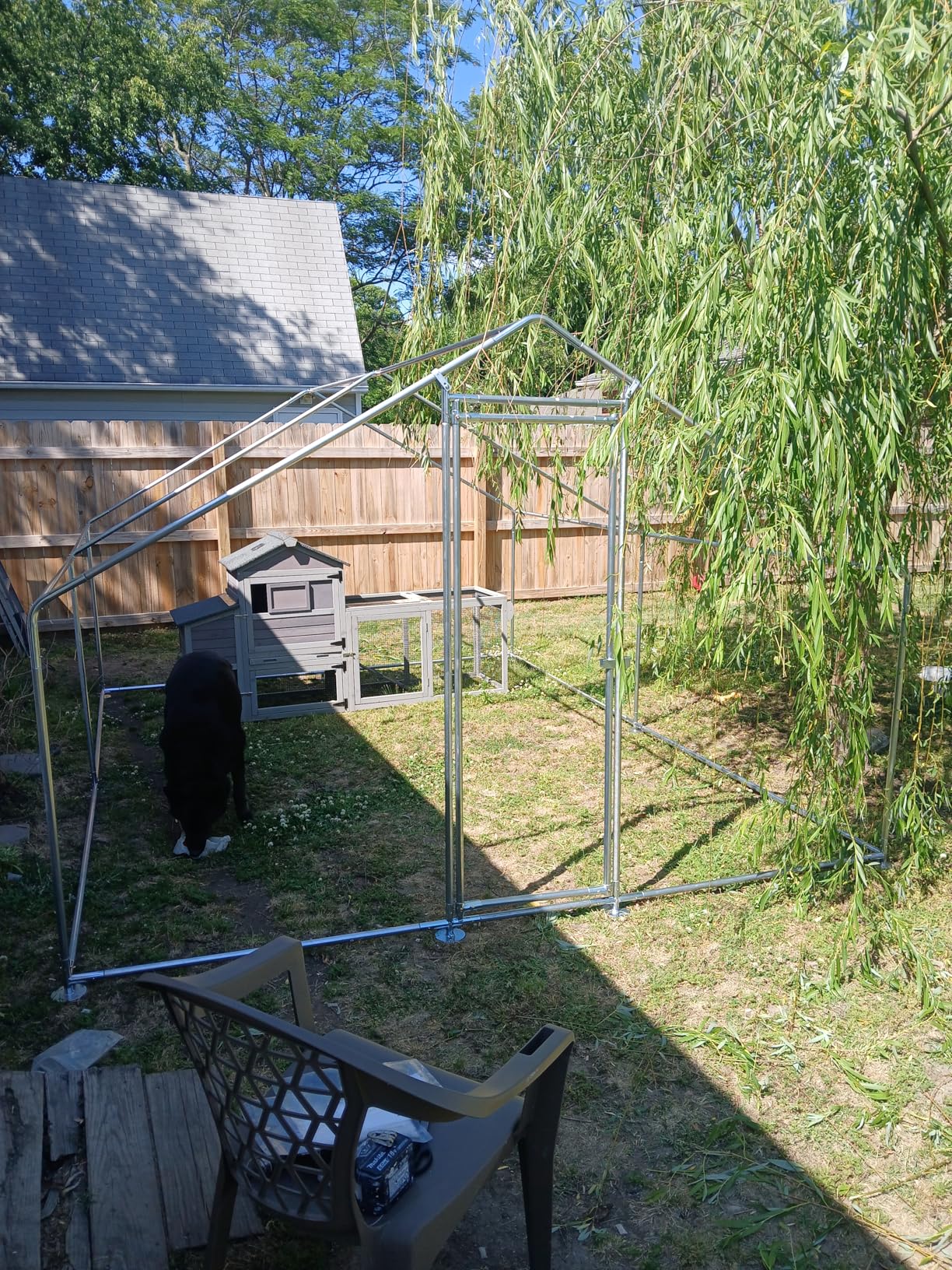 HEYTOWN Large Metal Chicken Coop Chicken Pen with Water-Resistant and Anti-UV Cover Walk-in Poultry Cage Chicken Runs for Yard with Cover Duck Rabbit Dog House Outdoor customer photo 2