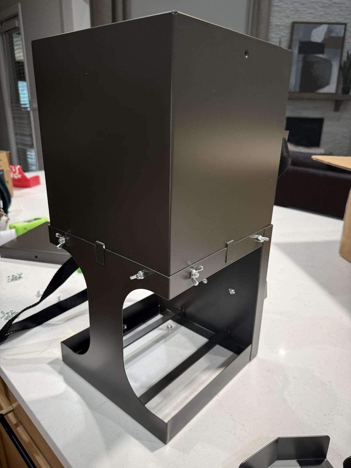 Kojem Steel Deer Block Feeder Hanging Holds Salt Mineral Supplement Feed | Blocks for Deer Horse Livestock, Wildlife and Farm Animal Feeder with Waterproof Cover, Handle and Fixing Strap customer photo 2