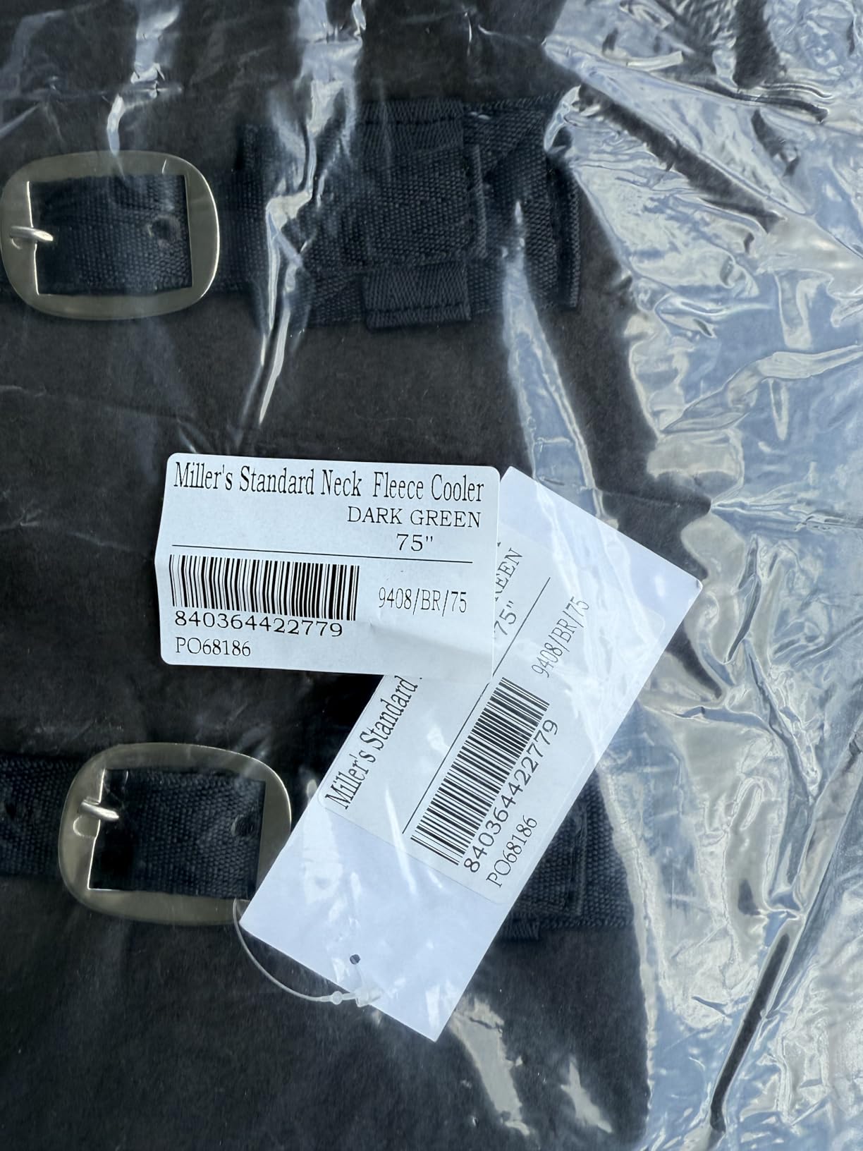 Miller's Standard Neck Fleece Cooler for Horses -Gray with Lt.Gray and Green Trim-75 customer photo 2