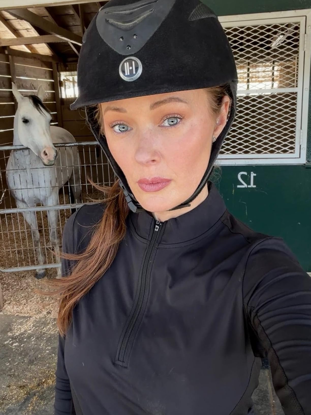 FitsT4 Sports Womens Equestrian Shirts Thumbholes Long Sleeve Horse Riding Shirts Quick Dry UPF50+ Riding Top Half Zip customer photo 2