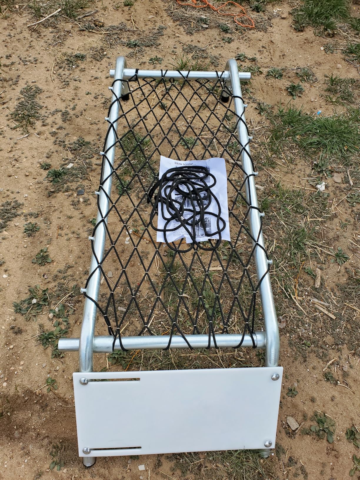 Wonderjune Deck Chair for Sheep Metal Sheep Chair Hoof Trimming Heavy Duty Goat Stand with Webbing Adjustable Width 10-16 Inch Livestock Handling Supplies for Hoof Trimming Lamb, 55.1
