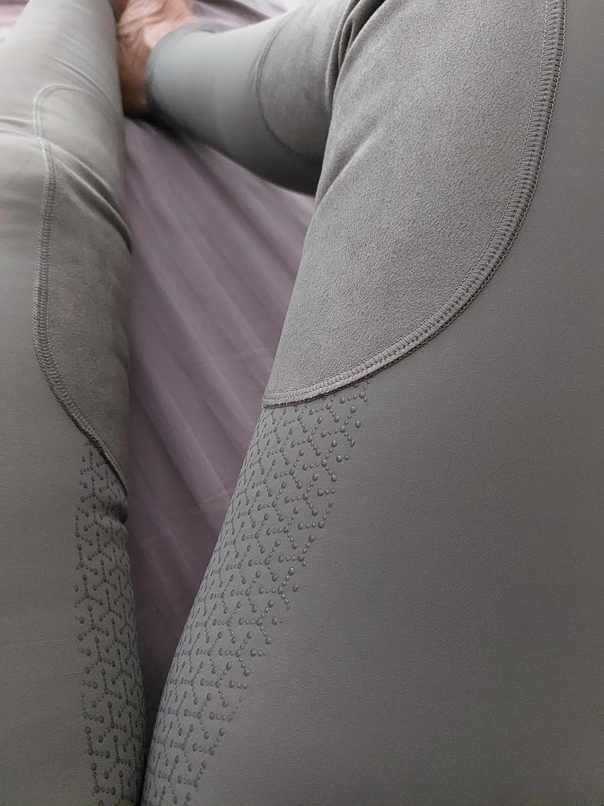 MoFiz Women's Horse Riding Pants Full Seat Silicon Knee-Patch Equestrian Breeches Horseback Schooling Tights Zipper Pockets customer photo 2