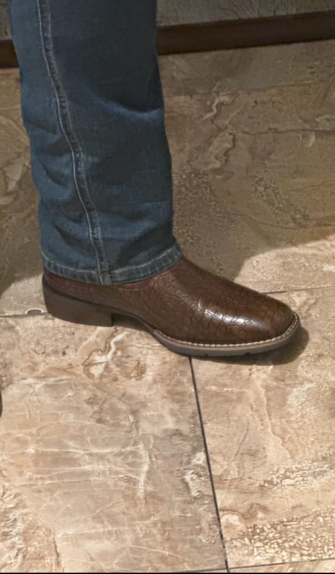 Cowboy Boots for Men - Western Men's Boots with Classic Embroidered, Slip on Square Toe Boots, Slip Resistant Country Boots Chunky Heel Ankle, Durable Short Boots for Spring Fall customer photo 1