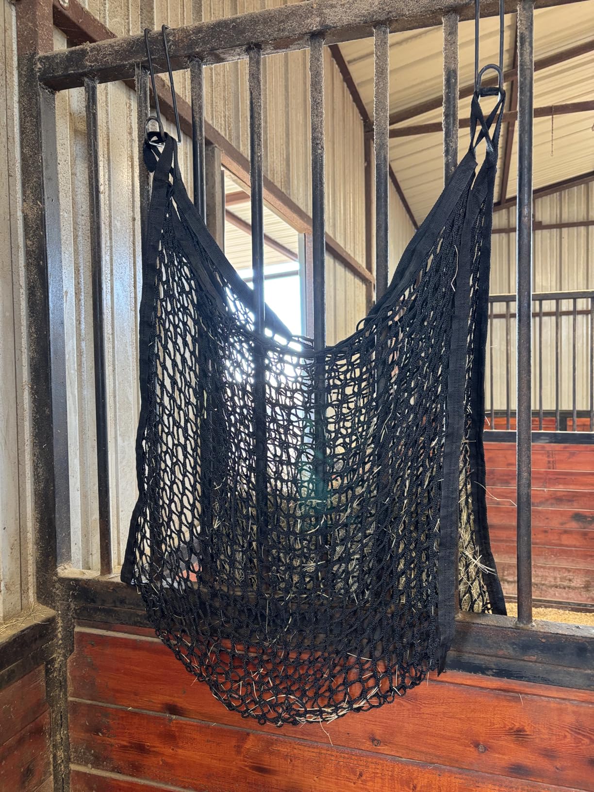 2 PCS Slow Feed Hay Net for Horses, Large Capacity Hay Bags for Horses Goats Sheep Donkey Trailer Full Day Feeding, Easy to Fill and Hang, Black, 35 x 31 Inch customer photo 2