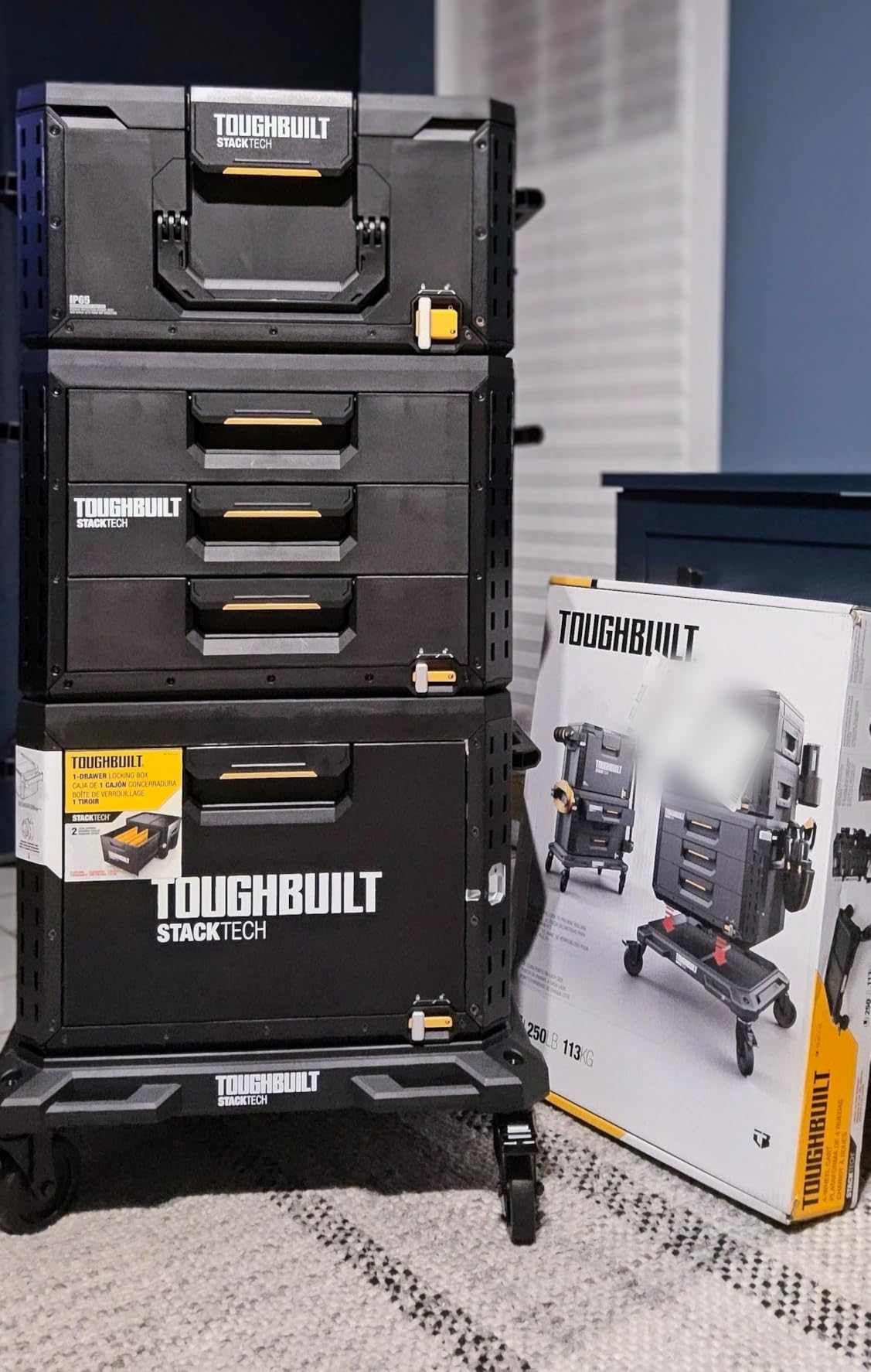 ToughBuilt Portable 2-in-1 Rolling Tool Box, Wheels & Stackable Design, Black customer photo 2