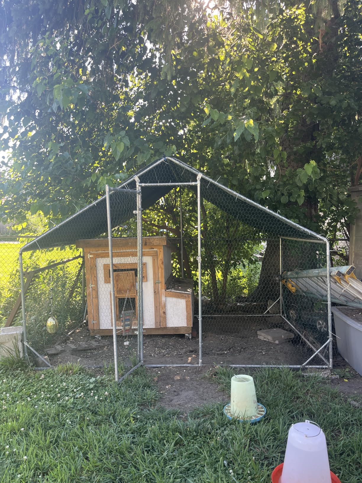 4ever2buy Metal Chicken Coop, 10x20 FT Walk-in Chicken Run Pen Poultry Cage, Water-Resistant & Anti-UV Cover, Large Chicken Coop for 18-22 Chickens customer photo 1