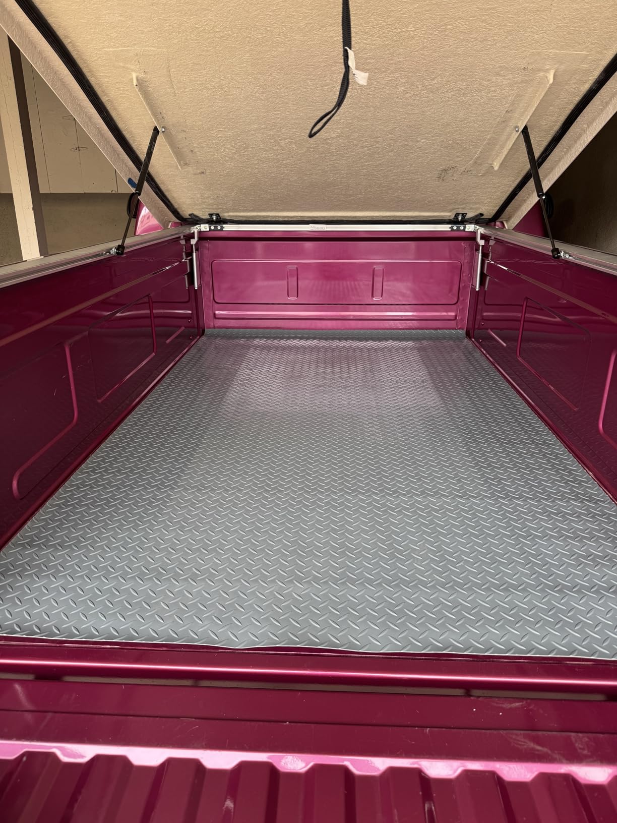 4x8FT Garage Floor Mat, 2.8mm Thickened Flooring Roll for Under Car, Golf Cart Parking Mat, Diamond Plate PVC Rubber Motorcycle Mat, Non-Slip Floor Protector for Garage Warehouse Trailer, Black customer photo 1