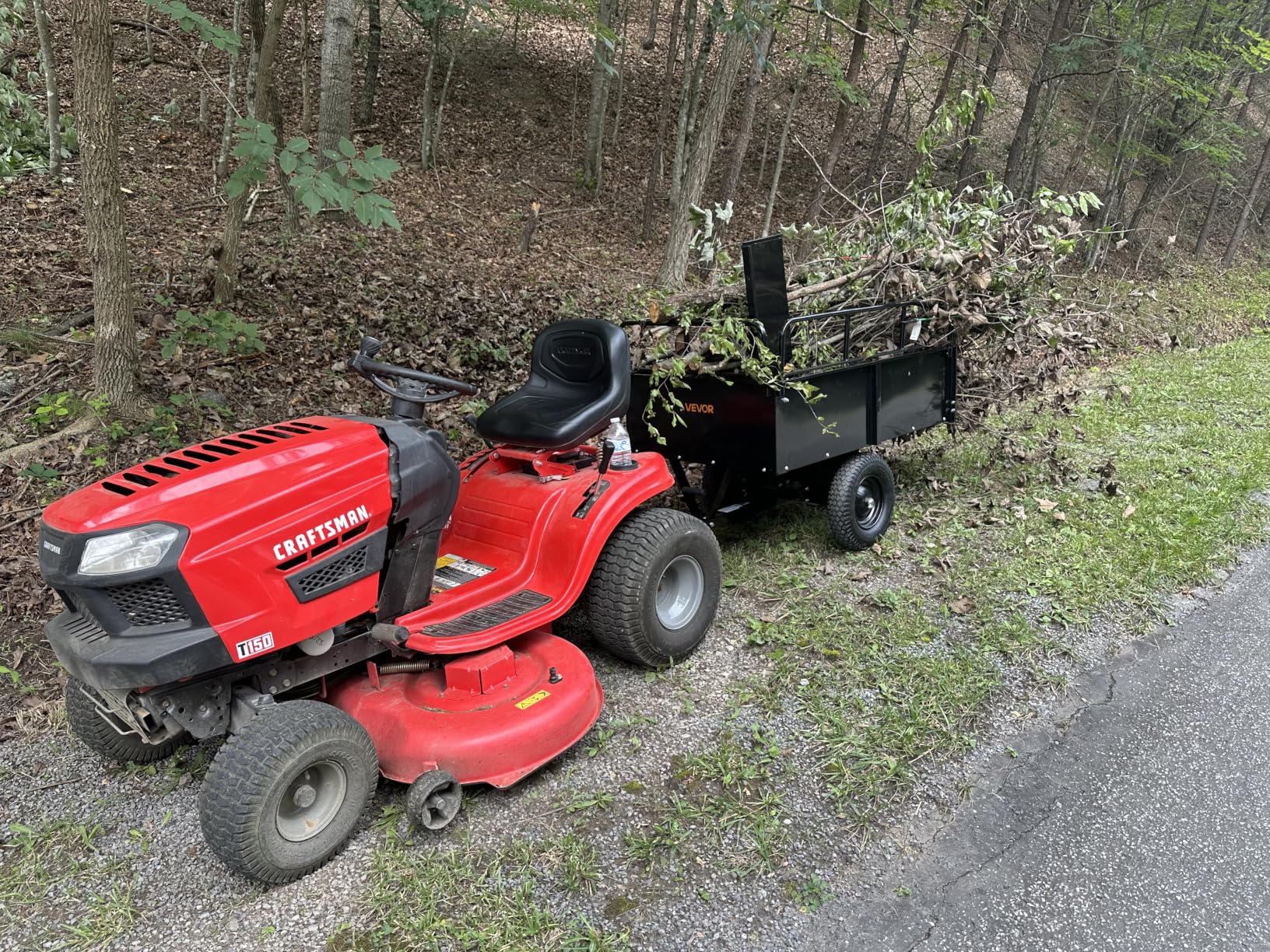 VEVOR 22 Cu.Ft 1600Lbs Steel ATV UTV Trailer Tow Behind Dump Cart, Heavy Duty Pull Behind Utility Dump Trailer for Lawn Mower Trailer Tractor Garden Yard with Removable Rear Panel customer photo 1