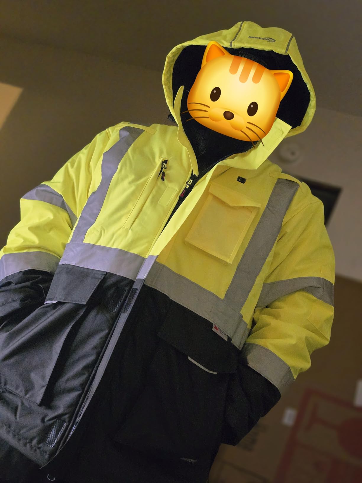Heated Safety Hi-Vis Parka Jacket for Men, with 7 Heating Zones, Class 3, Waterproof, 12V 15000mAh Battery customer photo 1