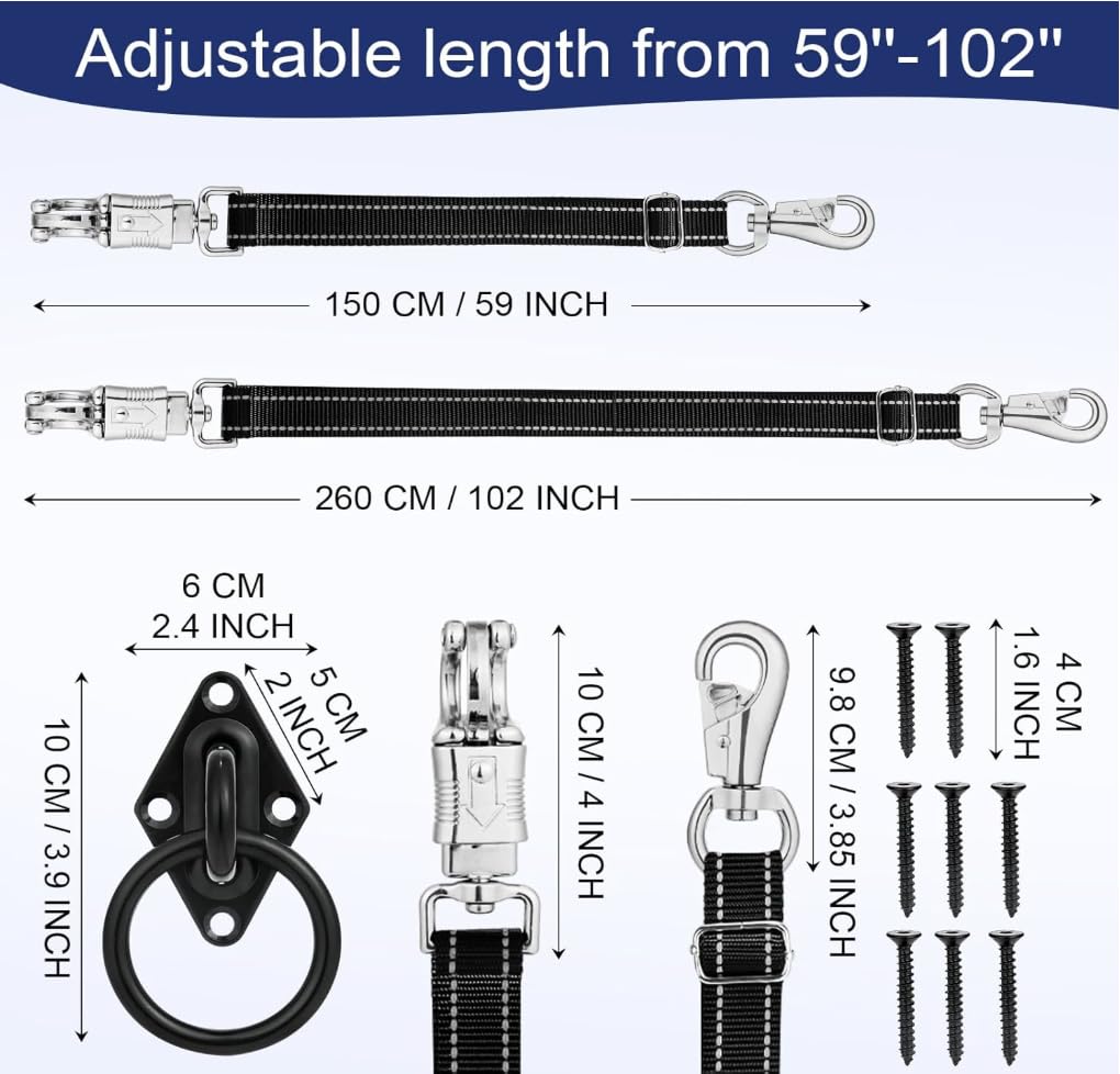 Heavy-Duty Cross Ties for Horses - Adjustable Nylon Horse Trailer Ties with Strong Panic Snap & Bull Snap (59