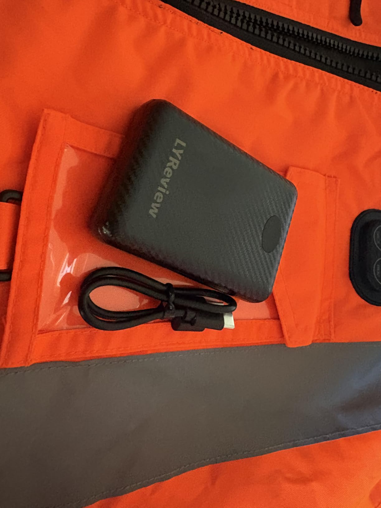 Safety Heated Jacket with Large Battery Rechargeable, Class 3 High Visibility Waterproof Work Construction Coat customer photo 2