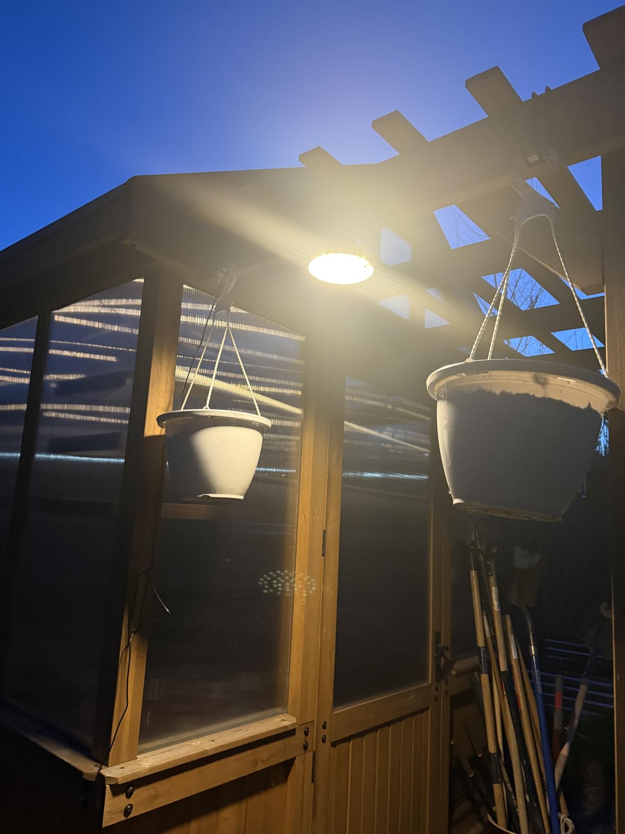 Solar Chicken Coop Light with Timer | Three-Color Dimmable LED, IP66 Waterproof Hanging Ceiling Pendant Light Suitable for Poultry Farms, Coops, Patio, Camping, Garage etc customer photo 2
