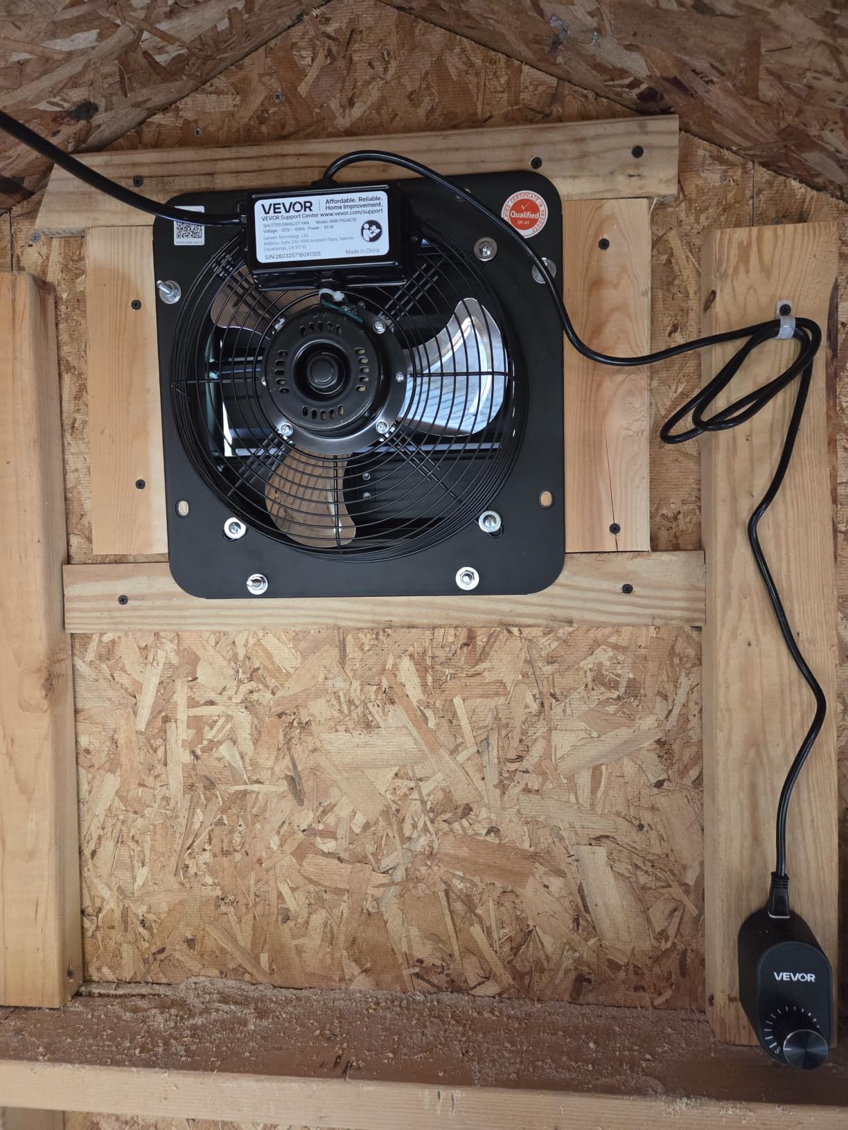 VEVOR 24'' Exhaust Fan, Wall Mounted Attic Fan with Variable Speed controller, 4800 CFM, Automatic Shutter, Ventilation and Cooling, Black customer photo 1
