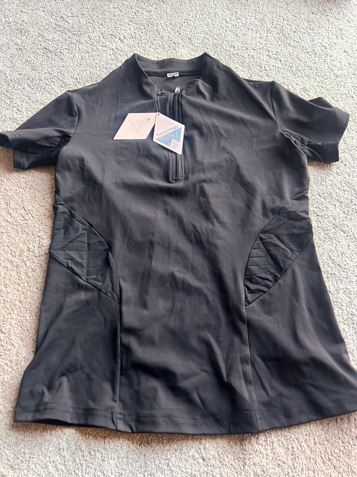 FitsT4 Sports Equestrian Shirts for Women Short Sleeve Horse Riding Shirts Quick Dry UPF50+ Riding Top Quarter Zip customer photo 1