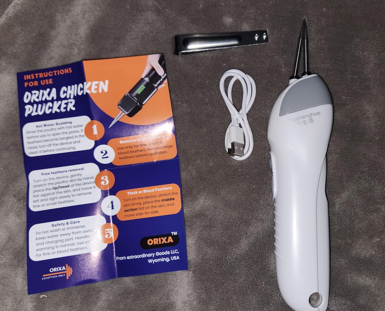 ORIXA Dual-Motor Chicken Plucker, 35,000 RPM Low-Noise Cordless Poultry Feather Remover with 304 Stainless Steel Tweezer Head, USB-C Rechargeable customer photo 2
