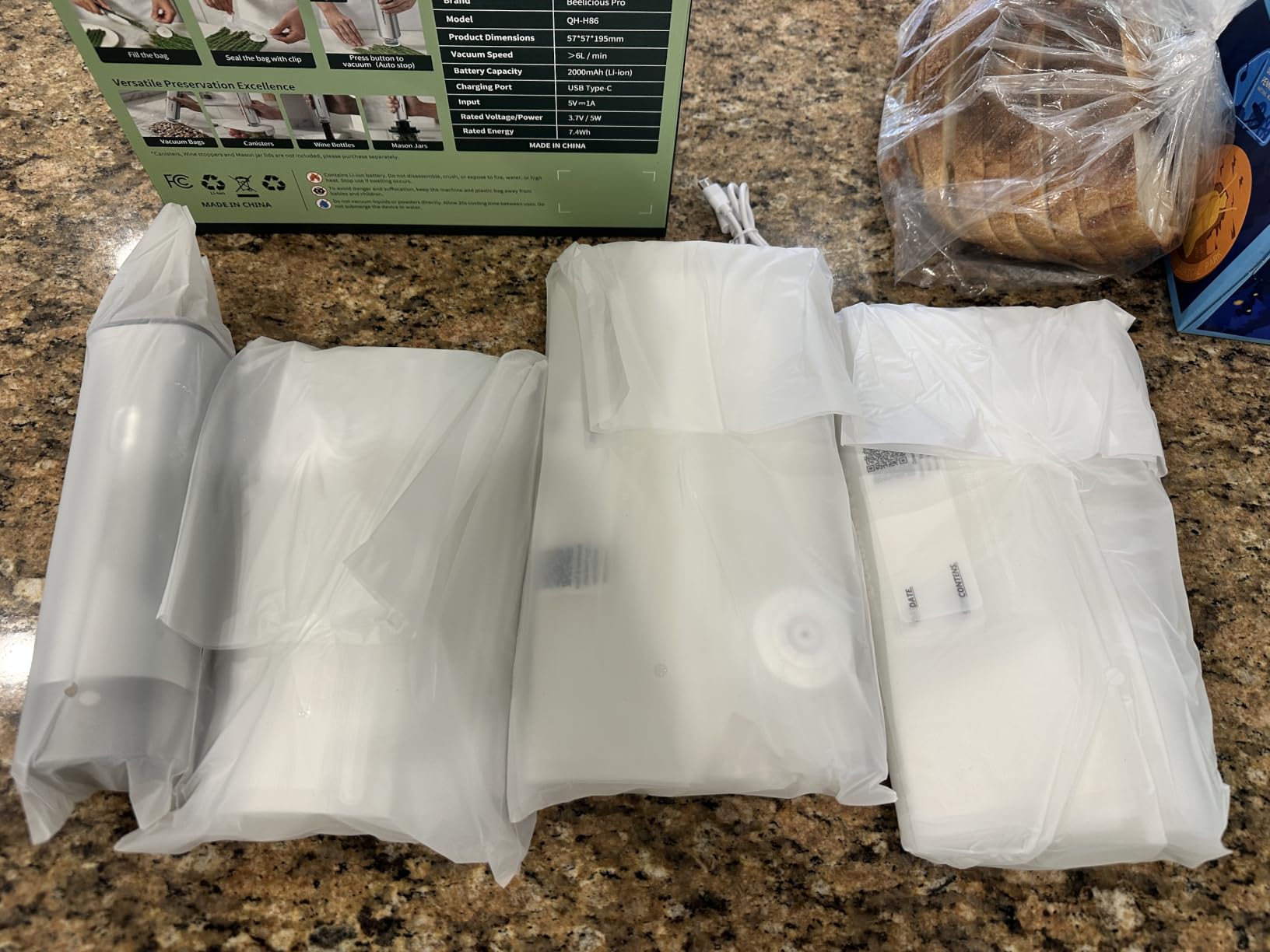 Handheld Vacuum Sealer for Food, VacSense Series 75kPa Compact Vacuum Sealer Machine with 2000mAh Battery, Cordless & Portable, 30 BPA-Free Reusable Bags for Meal Prep, Travel & Kitchen, Silver customer photo 2