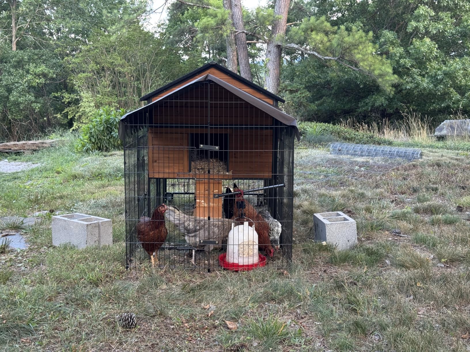 Large Chicken Coop for 2-4 Chickens, Wooden Poultry Hen House with Nesting Box & Perch, Weatherproof Outdoor Chicken Tractor with Wheels customer photo 1