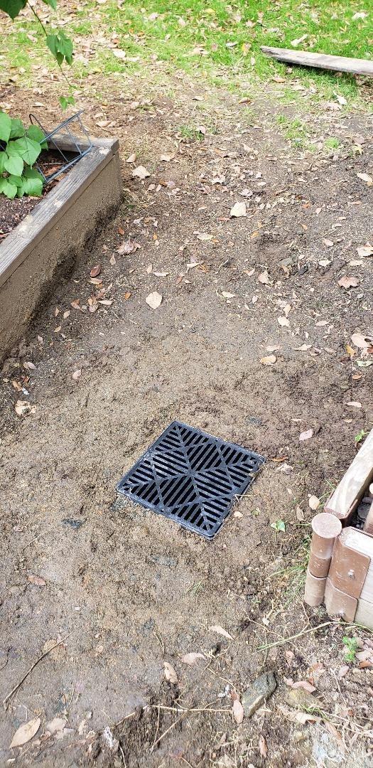 NDS Square Catch Basin Drain Kit with 2-Opening Catch Basin, Black Plastic Grate, 2 Outlet Adapters, & 1 Outlet Plug, 12 in. customer photo 1