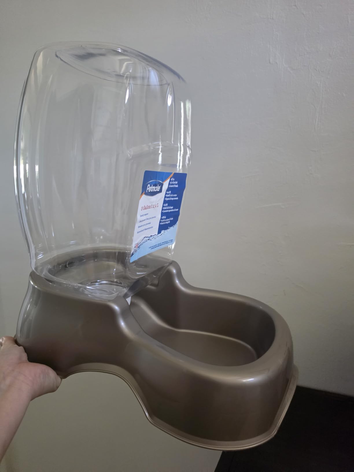 Petmate Pet Cafe Cat and Dog Gravity Water Dispenser - Water Bowl for Cats and Dogs, USA Made, 0.75 GAL, Pearl Gray customer photo 1